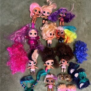 L.O.L. Surprise Doll Lot Rooted Hair  Wig Accessories Lot Curly Straight